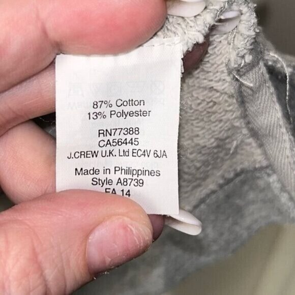 J.Crew Gray Pullover Quilted Suede Elbow Patch Preppy Crewneck Sweatshirt Small - Picture 8 of 8